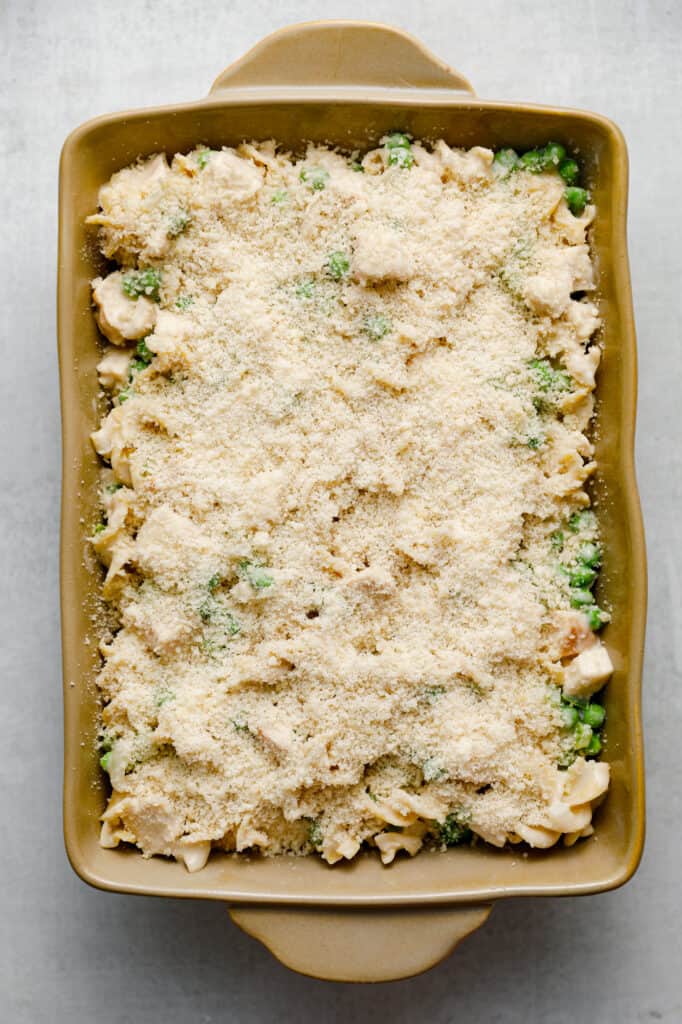 Top your casserole with panko and breadcrumbs for an added crunch