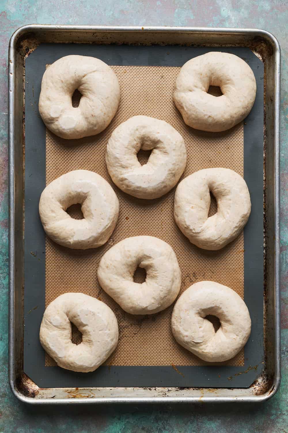 Bagels after rising in the fridge
