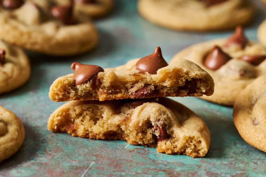 A cookie cut in half to show interior