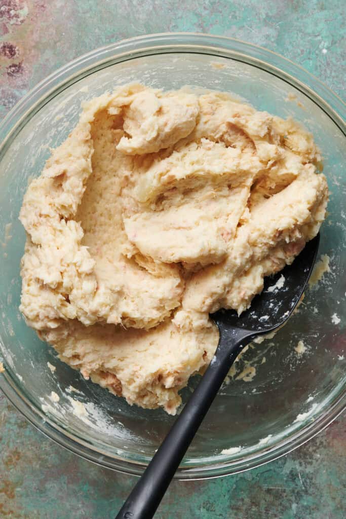 tuna potato filling in a bowl