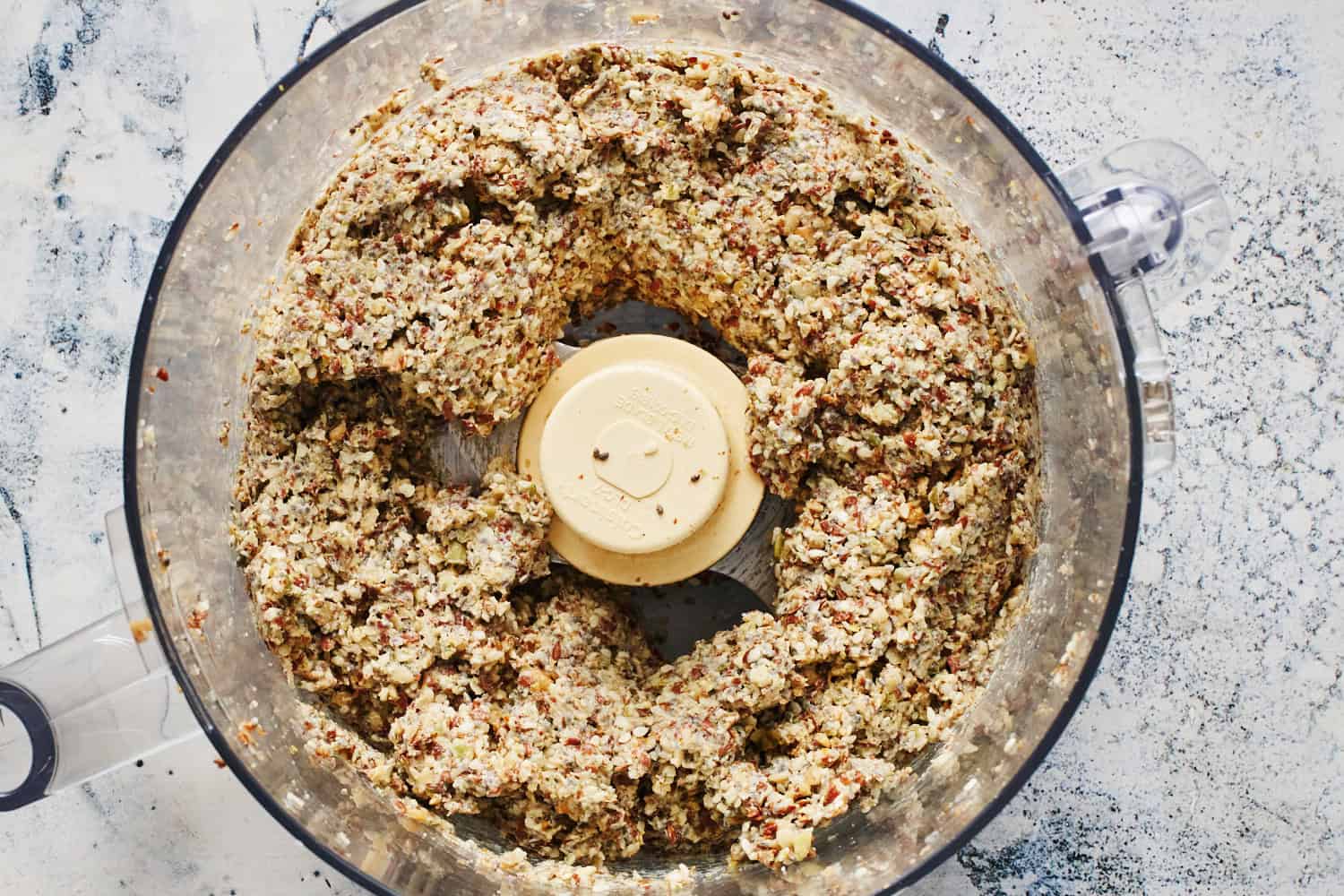 all the ingredients mixed together in a food processor