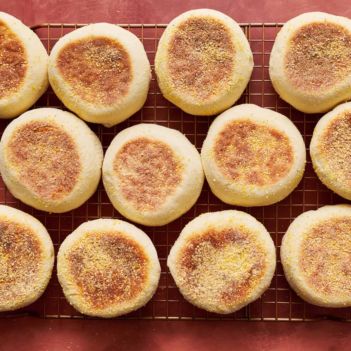 english muffins on a cooling rack
