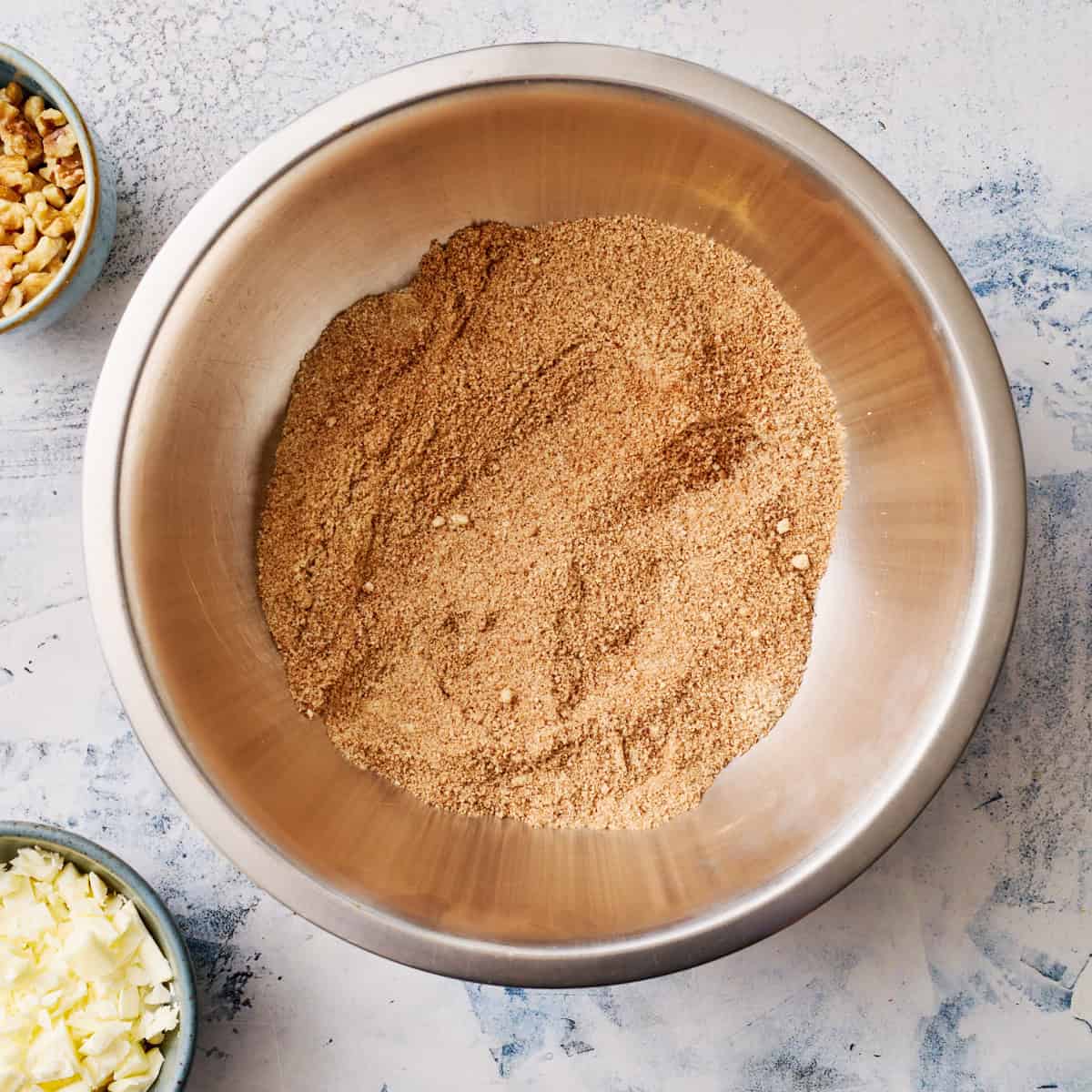 the dry ingredients for the streusel combined in a bowl