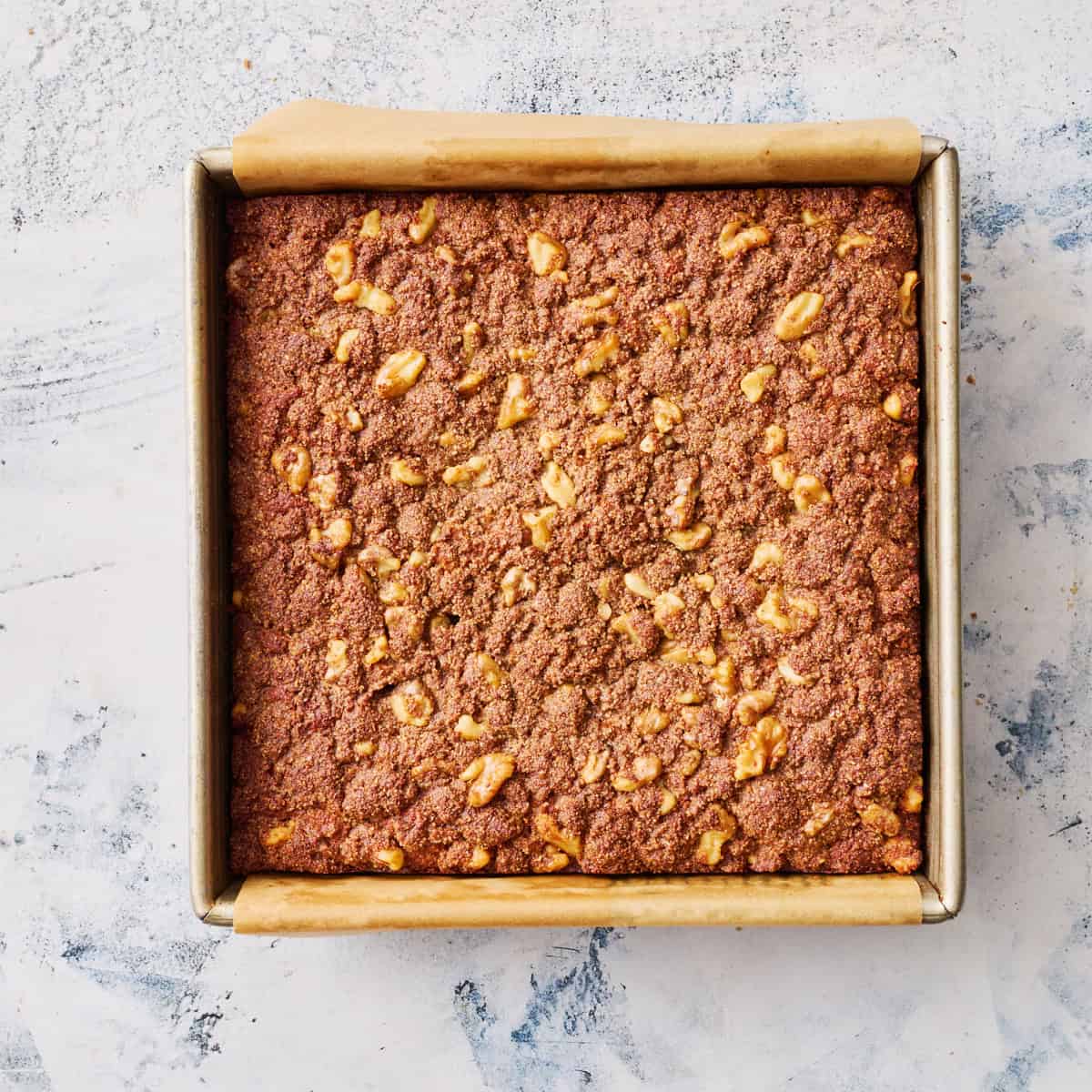 the coffee cake after it's been baked