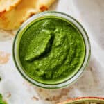 green chutney in a glass jar