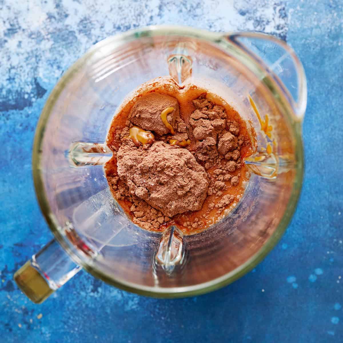 ingredients in a glass blender