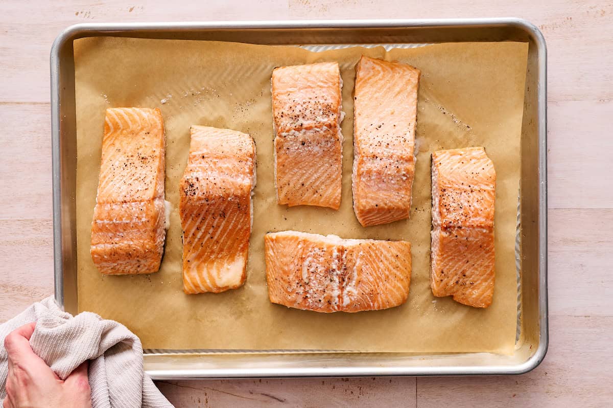 salmon out of the oven