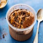 chocolate peanut butter protein ice cream with a spoonful removed