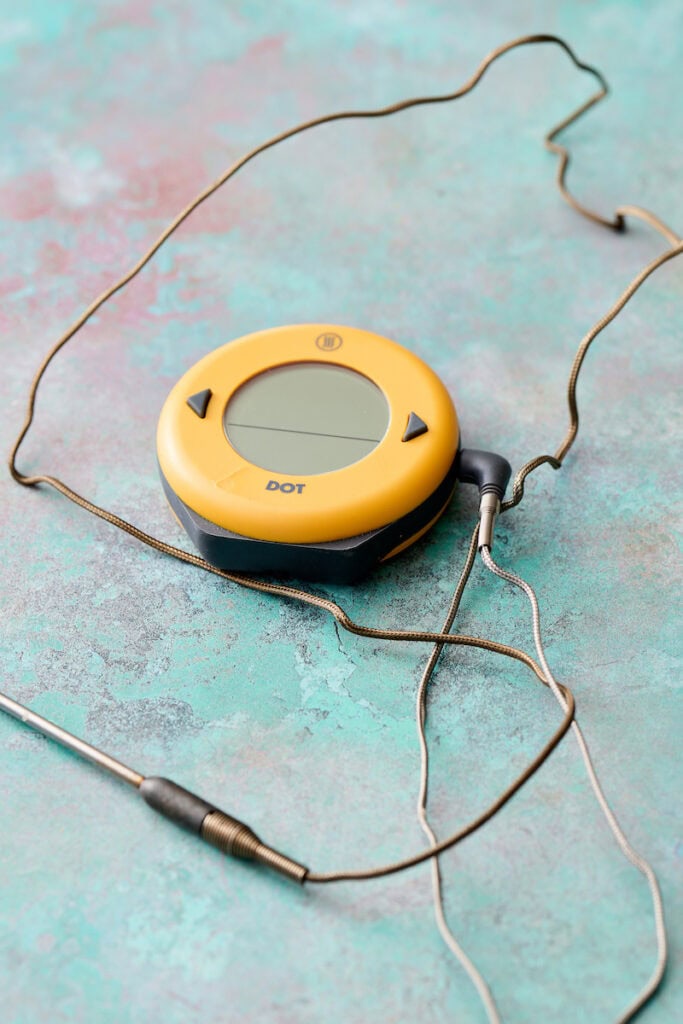 digital thermometer for gauging the temperature of sourdough bread