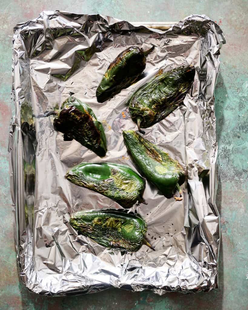 poblano peppers after being roasted
