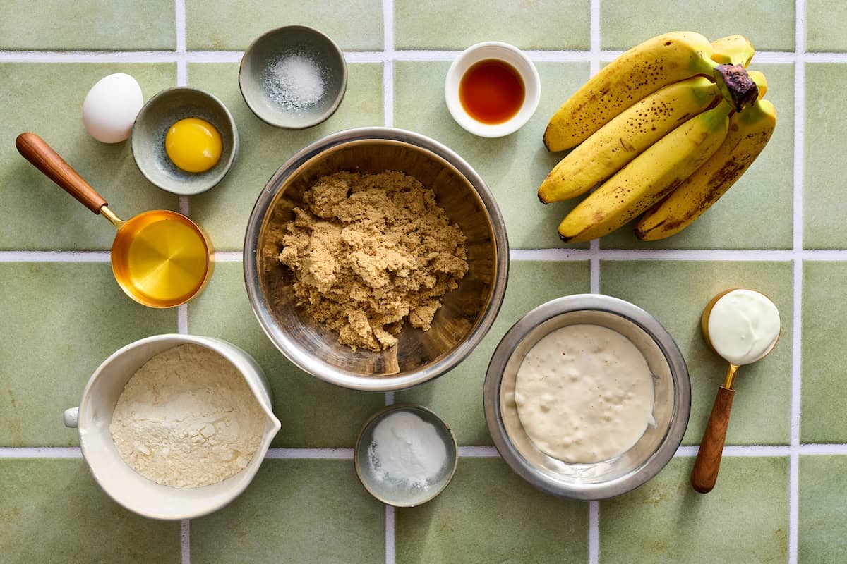 ingredients for sourdough banana bread