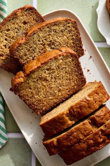 sliced loaf of sourdough banana bread