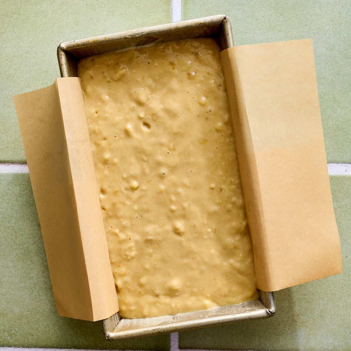 banana bread in a pan before baking