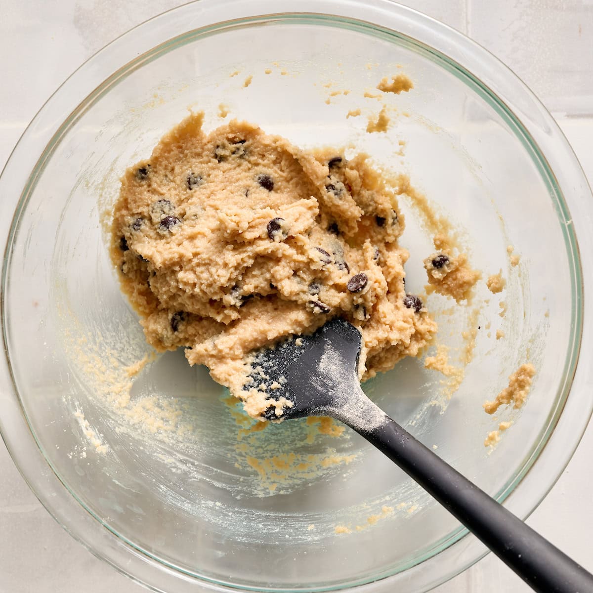 folding in the chocolate chips to the "dough"