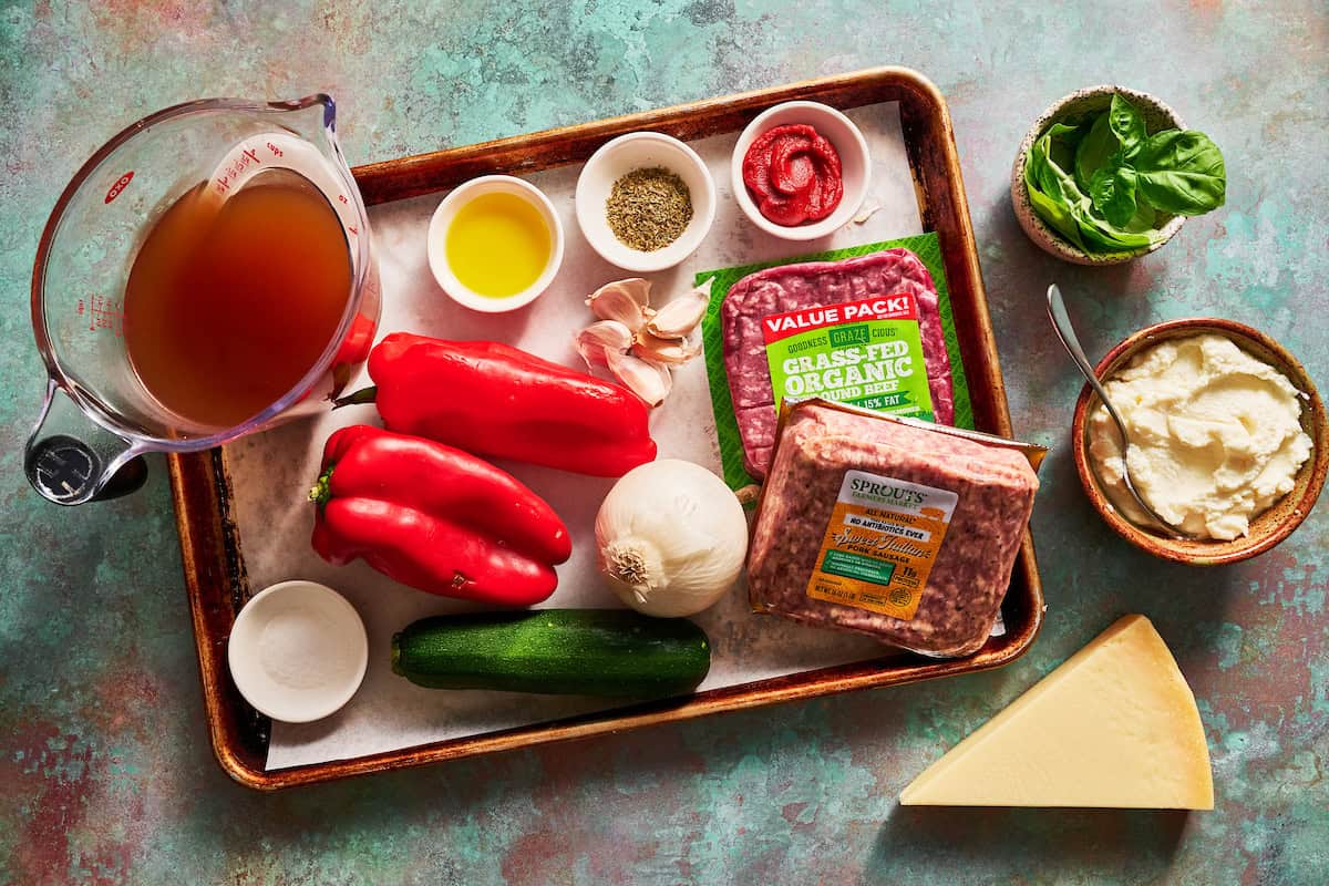 ingredients for making healthy lasagna soup