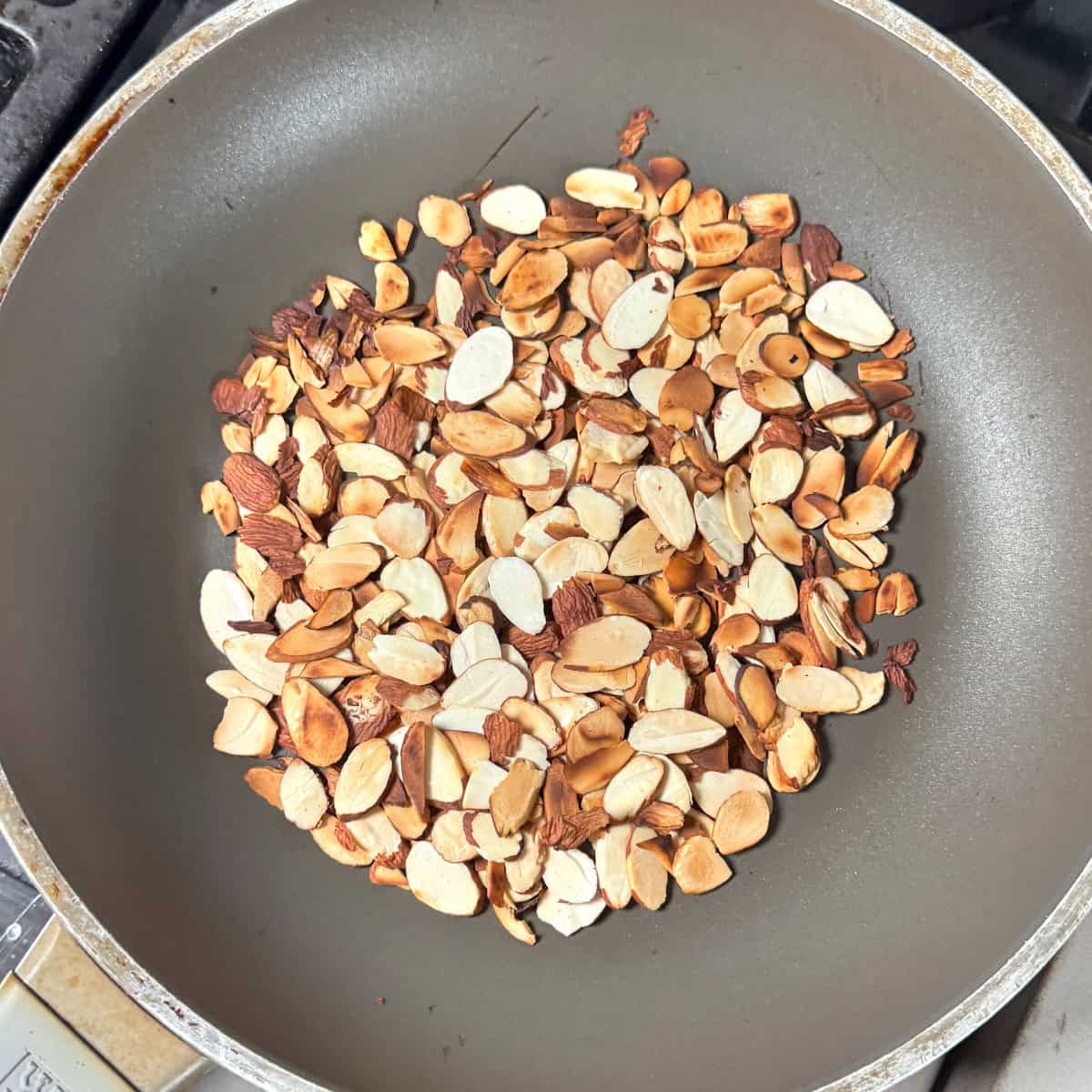 toasting the almonds in a dry pan