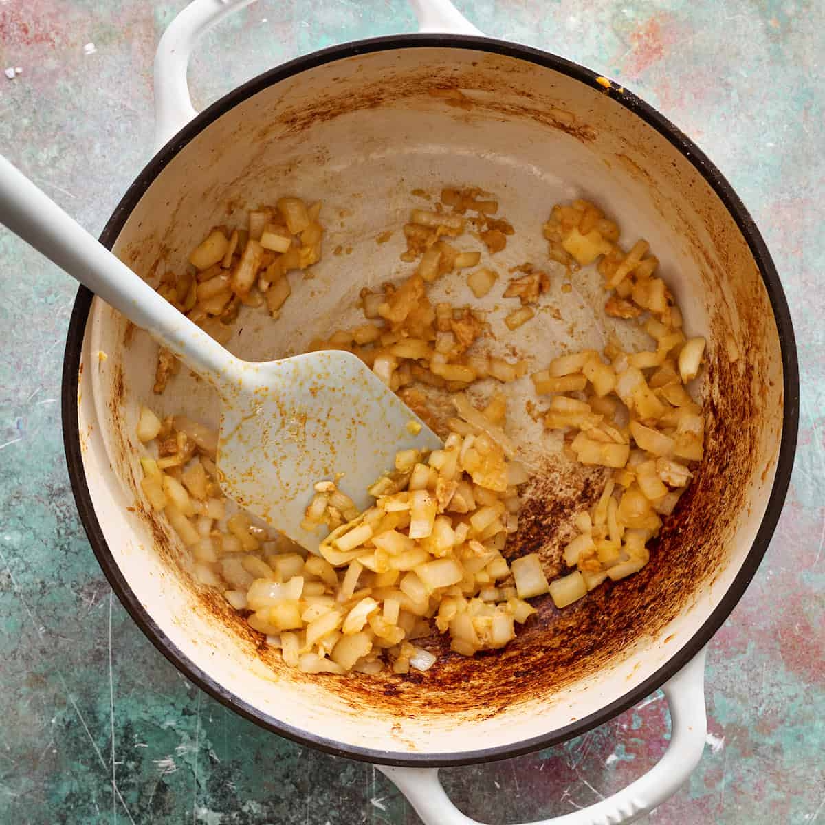 sauteing the onion and garlic