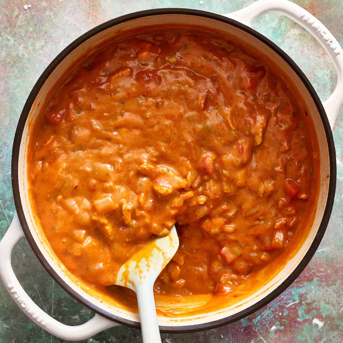 a pot of finished soup
