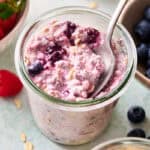 mixed berry cottage cheese overnight oats ready to eat