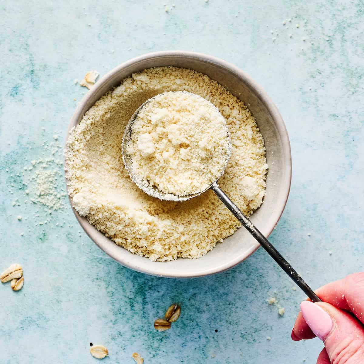 scooping almond flour