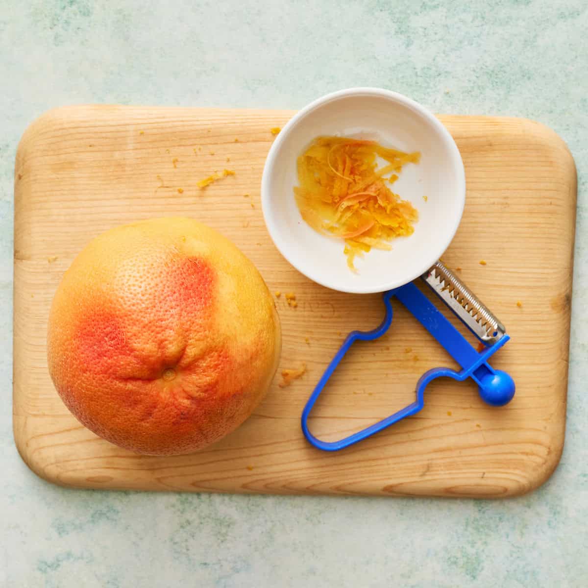 grapefruit rind peeled from a ruby red grapefruit