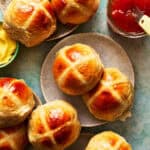 closeup of a hot cross bun