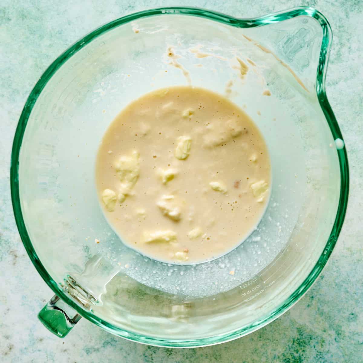 combining wet ingredients in mixing bowl