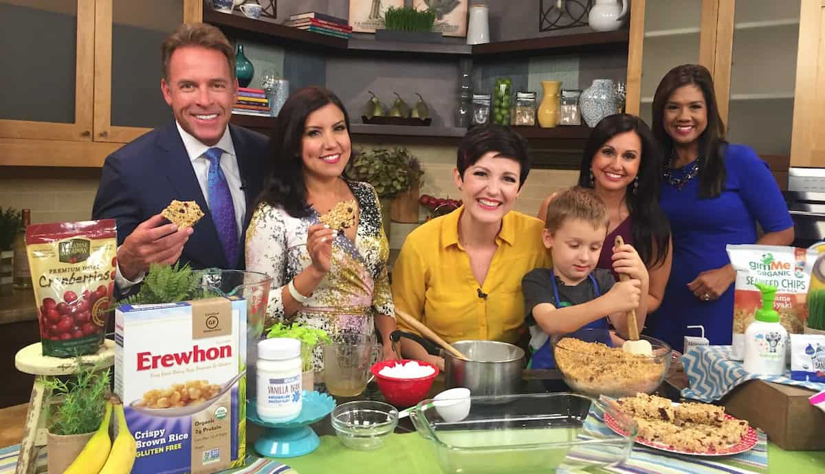 Joanie Simon on set on a local TV segment