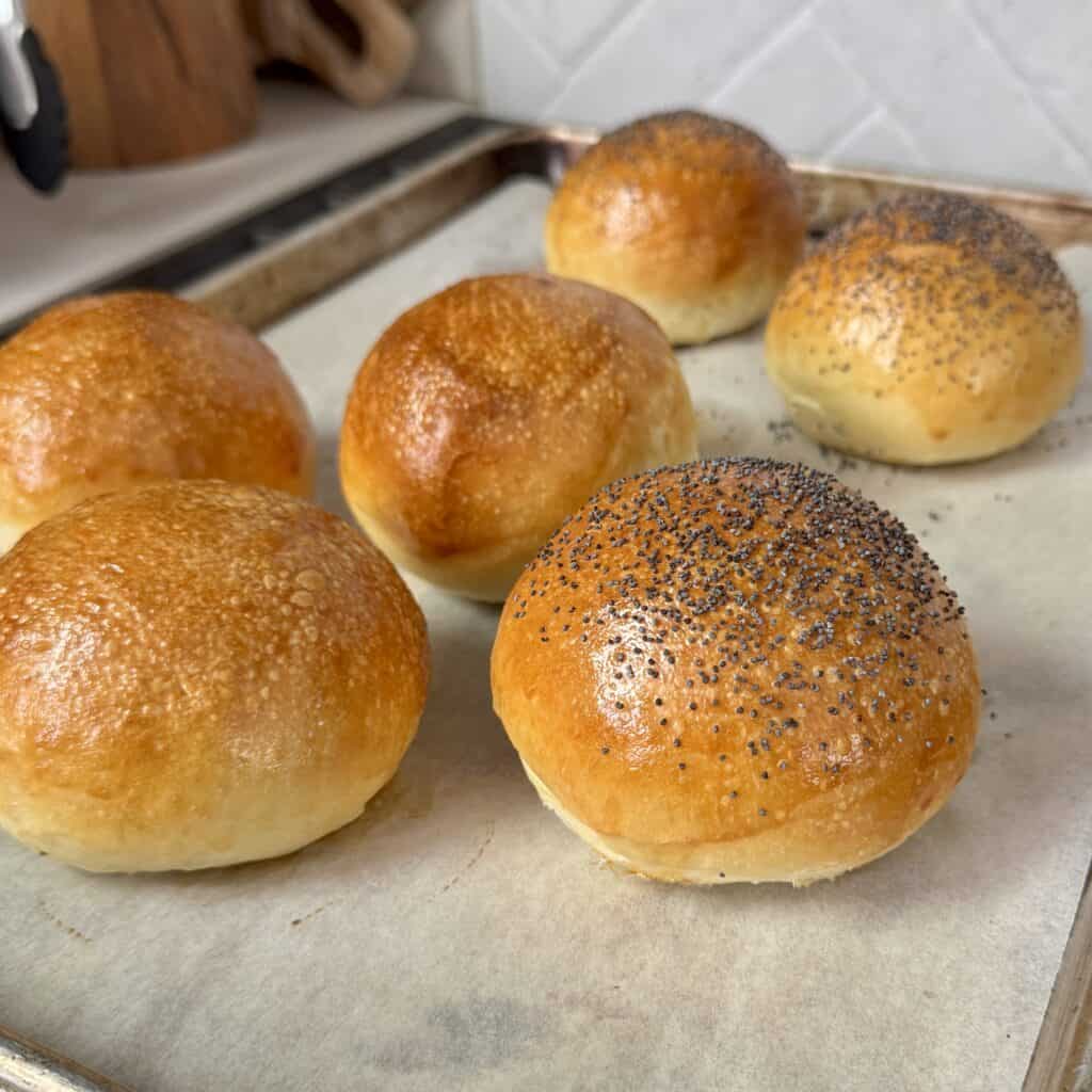 homemade sourdough burger buns