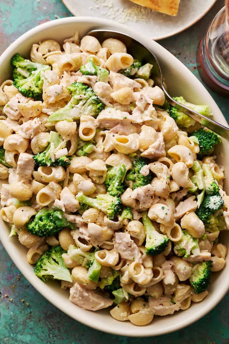 closeup of Chicken and Broccoli Pasta Salad