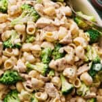 Chicken and Broccoli Pasta Salad being served
