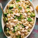 Chicken and Broccoli Pasta Salad being served