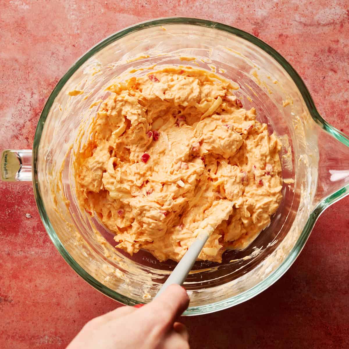 all the ingredients mixed together in a mixing bowl