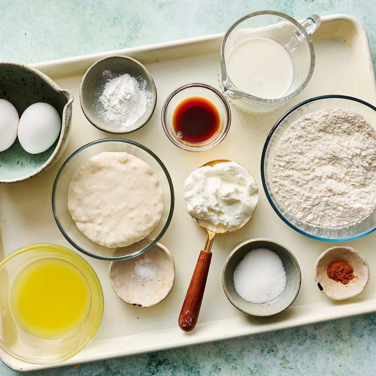 ingredients to make sourdough waffles