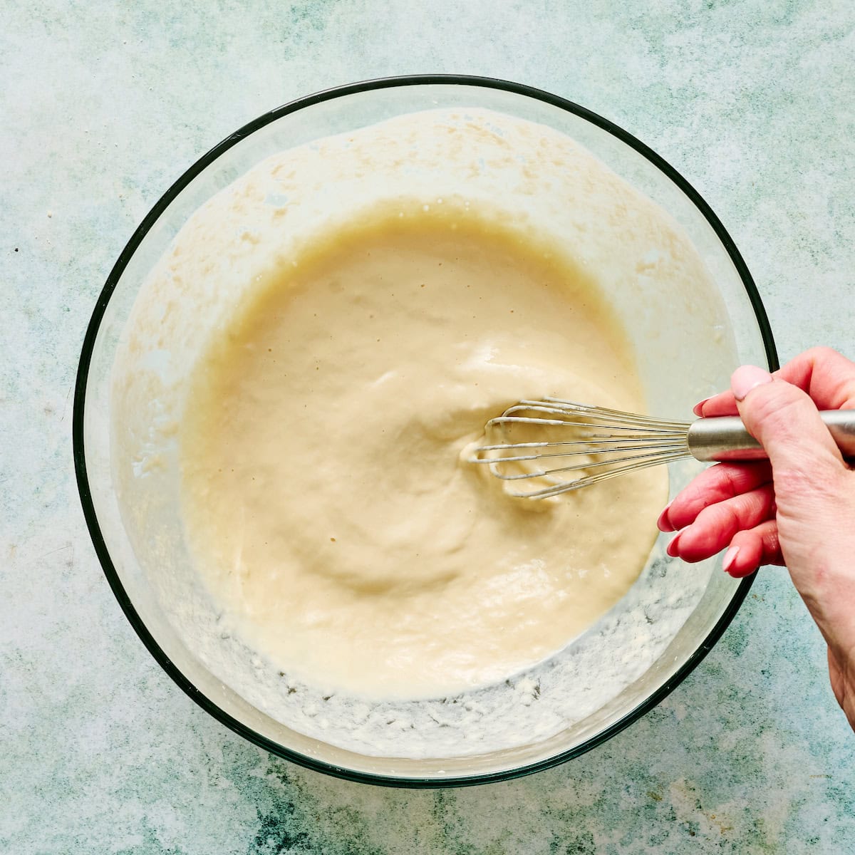 whisking wet ingredients