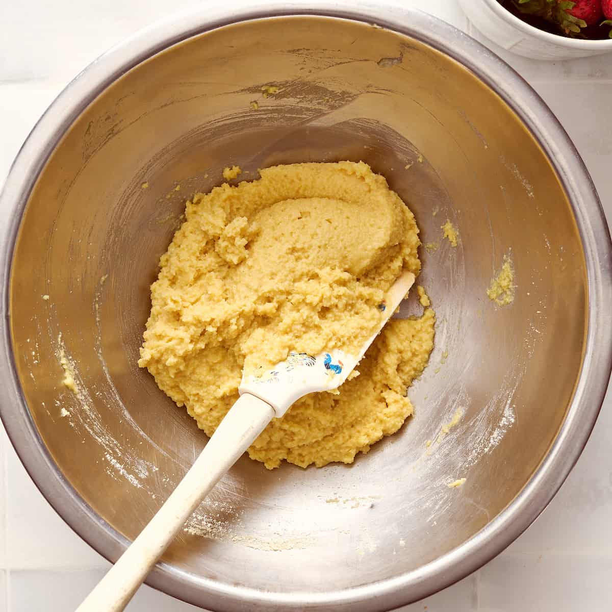 dough mixed in a bowl