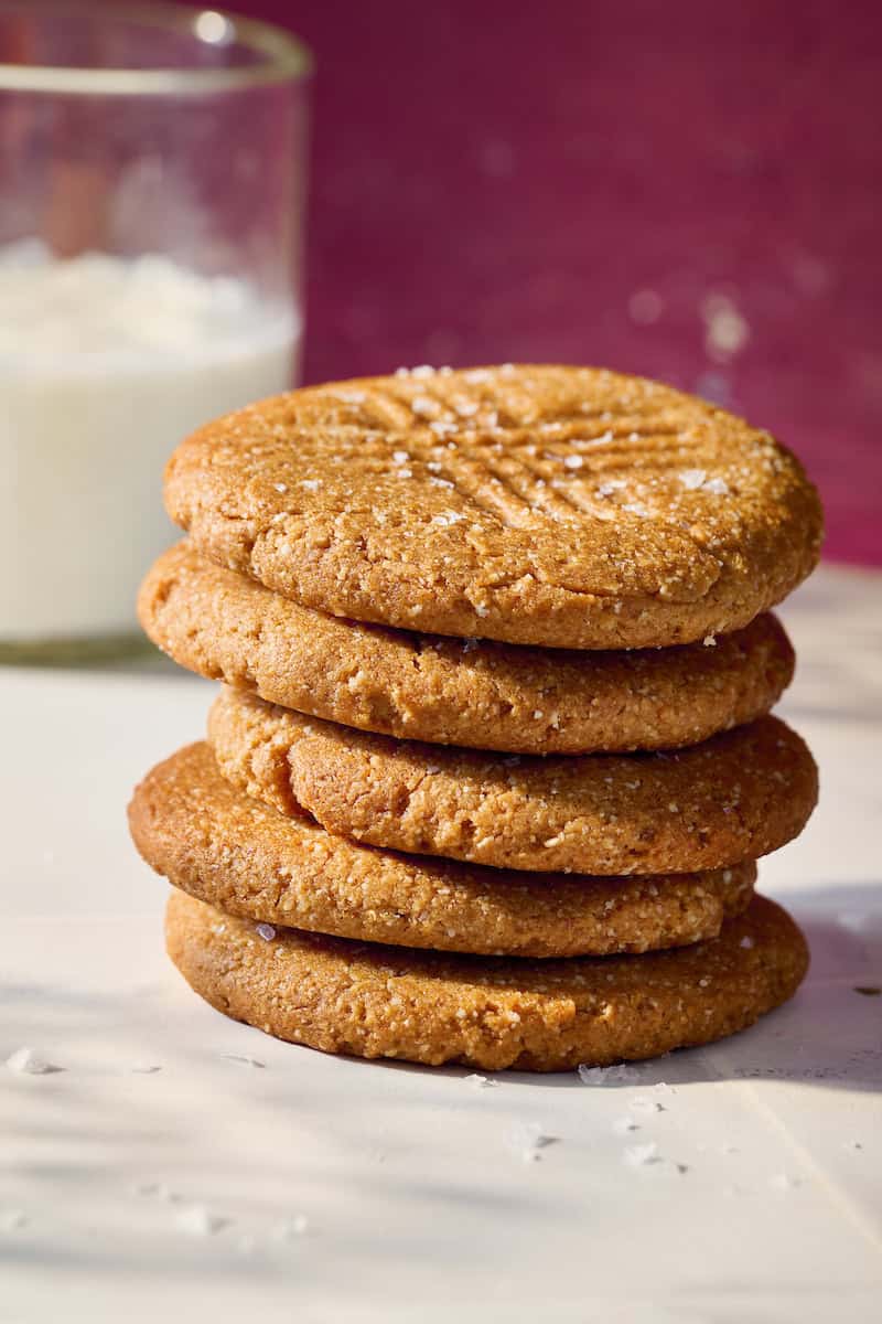 a stack of sugar free peanut butter cookies
