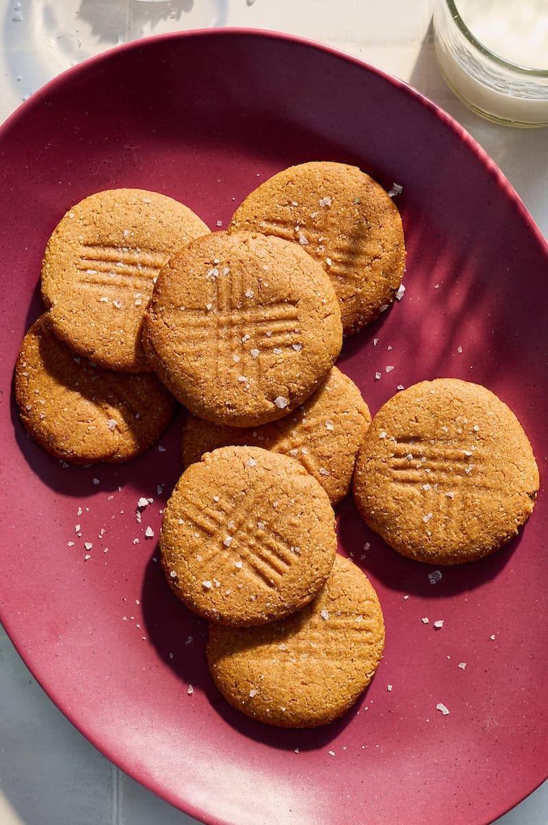 platter of baked sugar free grain free peanut butter cookies