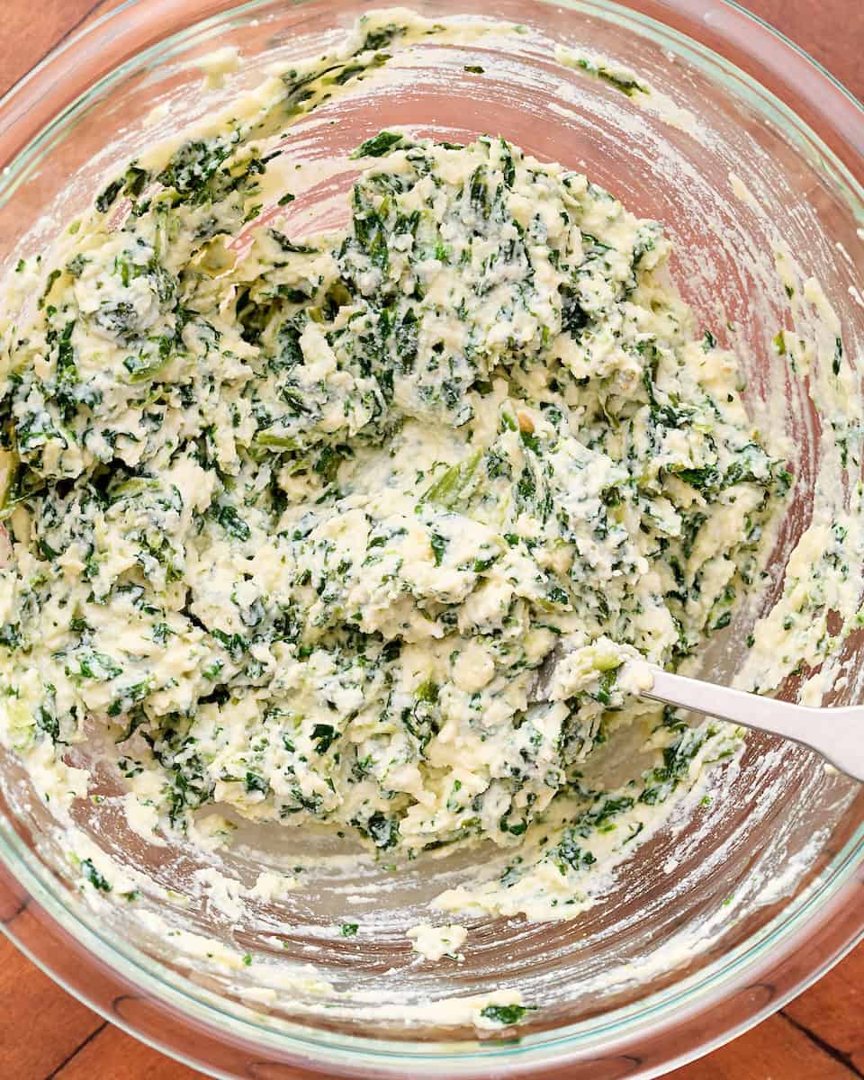 mixing the ricotta cheese filling