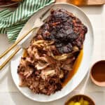pork shoulder butt roast on a platter ready to serve