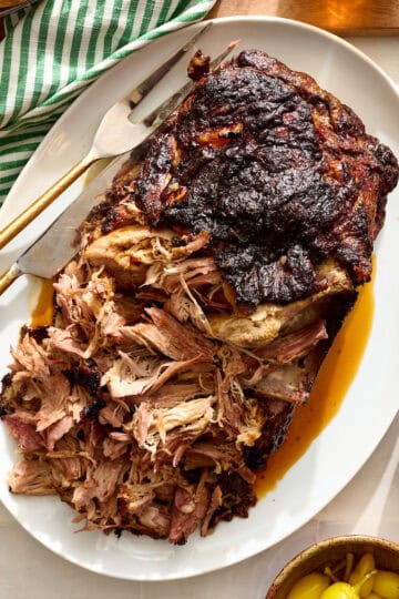 pork shoulder butt roast on a platter ready to serve